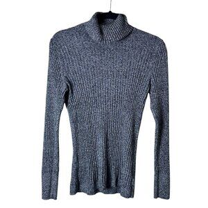 MERONA Black & White Heathered Ribbed Turthleneck Sweater Top Size XL